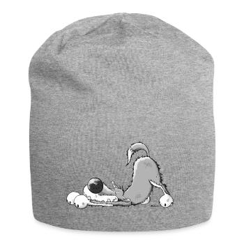 Happy Grey Wolf - Jersey Beanie - heather grey - Front