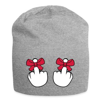 2 haende wichser mittelfinger zeigen beleidigen fi - Jersey-Beanie - Grau meliert - Vorne