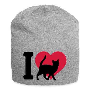I love cats - Bonnet en jersey - gris chiné - Devant