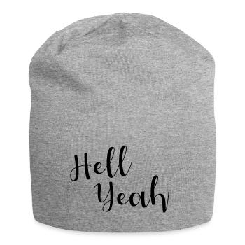 Hell yeah lettering - Jersey Beanie - heather grey - Front