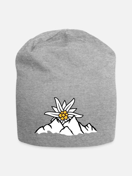 Sonne Bergblume Edelweiss - Jersey-Beanie - Grau meliert