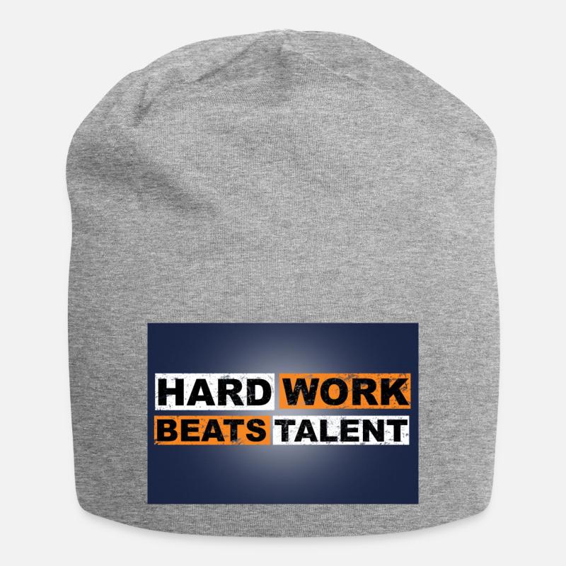 Le travail acharné bat la citation de motivation de talent - Bonnet en jersey - gris chiné
