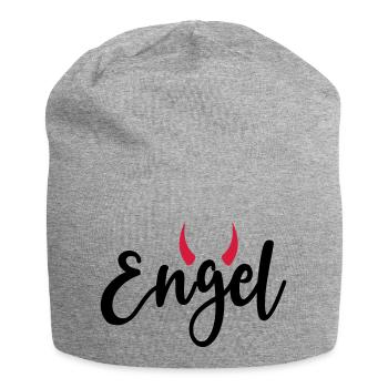 Kleiner Engel + Teufel Hörner launisch lieb frech - Jersey-Beanie - Grau meliert - Vorne
