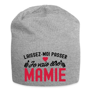 je vais être mamie - Bonnet en jersey - gris chiné - Devant