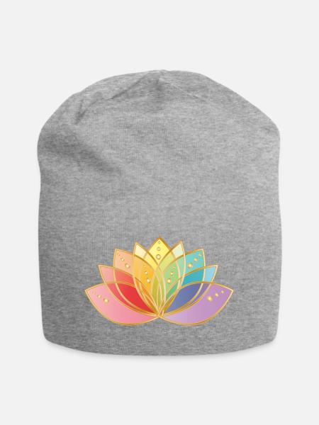 filigranes transparentes buntes Blüten Symbol - Jersey-Beanie - Grau meliert