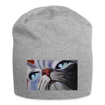 Cat Cartoon Comic - Jersey Beanie - heather grey - Front