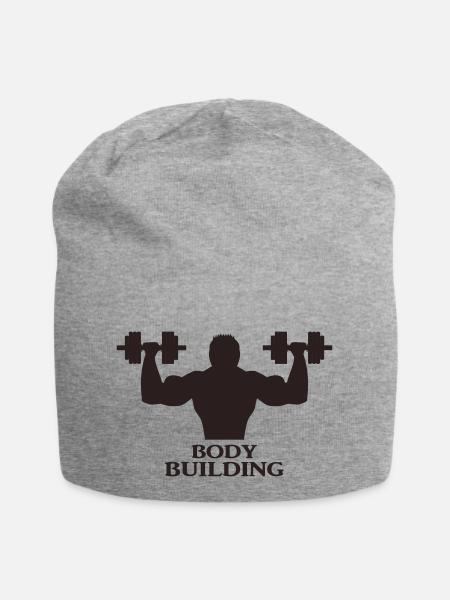 Bodybuilder mit Hanteln - Jersey-Beanie - Grau meliert