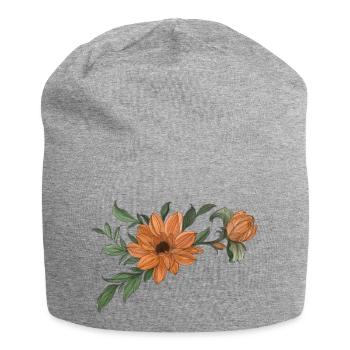 Flower Orange with Bud - Jersey Beanie - heather grey - Front