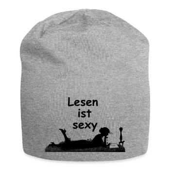 Lesen ist sexy - Jersey-Beanie - Grau meliert - Vorne