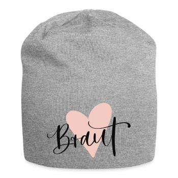 Braut T-Shirt JGA Herz, Junggesellenabschied - Jersey-Beanie - Grau meliert - Vorne