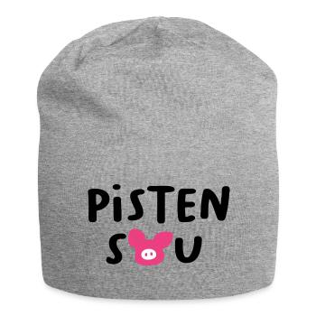 Pistensau Skipiste Quotes Skiurlaub Après-Ski Fun - Jersey-Beanie - Grau meliert - Vorne