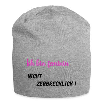 Ich bin feminin, nicht zerbrechlich - PNK BLK - Jersey-Beanie - Grau meliert - Vorne