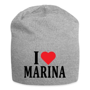 t-shirt prénom I love Marina t-shirt idée cadeau - Bonnet en jersey - gris chiné - Devant