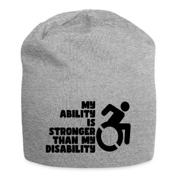 Meine Fähigkeit ist stärker als meine Behinderung # - Jersey-Beanie - Grau meliert - Vorne