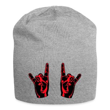 Deux Heavy Metal Hard Rock Cornes Doigt Geste de la Main - Bonnet en jersey - gris chiné - Devant