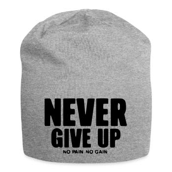 never give up no pain no gain - Jersey Beanie - heather grey - Front