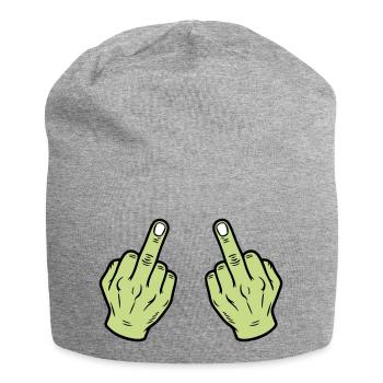 Middle Finger Hand Naughty - Jersey Beanie - heather grey - Front