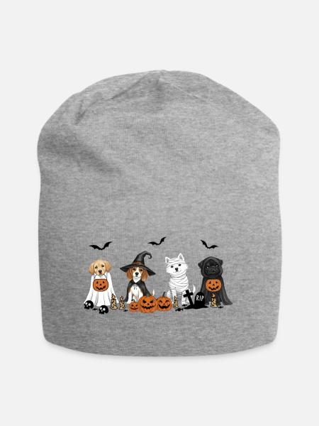 Hunde-Halloween - Jersey-Beanie - Grau meliert