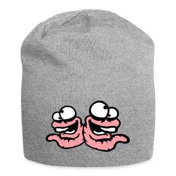 Worms Laughing Duo Crazy Squinting Silly Team - Jersey Beanie - heather grey - Front