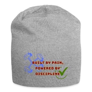 Built by Pain, Powered by Discipline - Jersey Beanie - heather grey - Front
