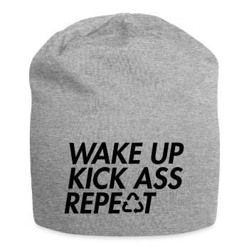 Wake Up Kick Ass Repeat - Bold Motivation - Jersey Beanie - heather grey - Front