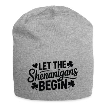 Shenanigans Begin Shamrock Script - Jersey Beanie - heather grey - Front