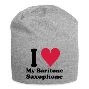 I Love Baritone Saxophone - Jersey Beanie - heather grey - Front