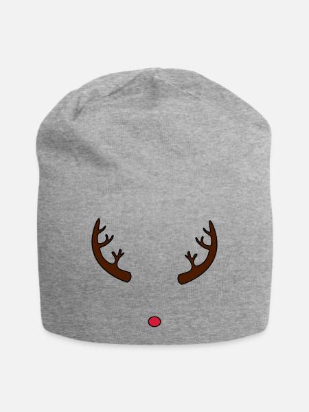 Rentier Rudolphs Hörner und Nase - Jersey-Beanie - Grau meliert