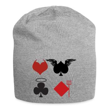 Playing Cards Angel Devil Poker Gift - Jersey Beanie - heather grey - Front