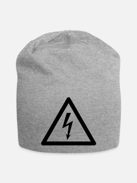 Gefahrensymbol - High Voltage - Jersey-Beanie - Grau meliert