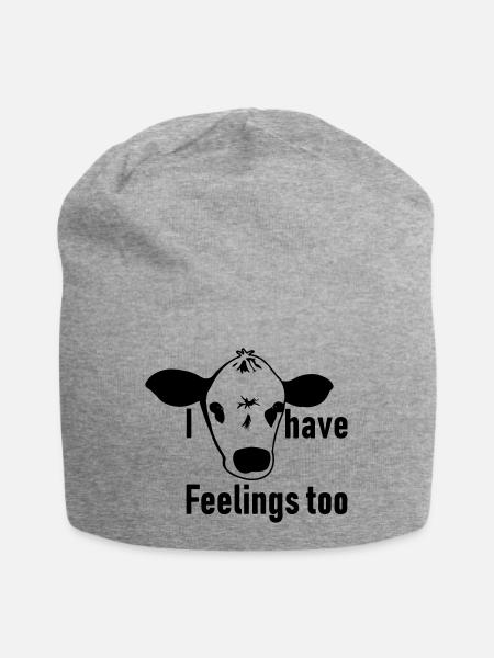 Tierschutz vegan Kuh Tier Tierfreund Geschenk - Jersey-Beanie - Grau meliert
