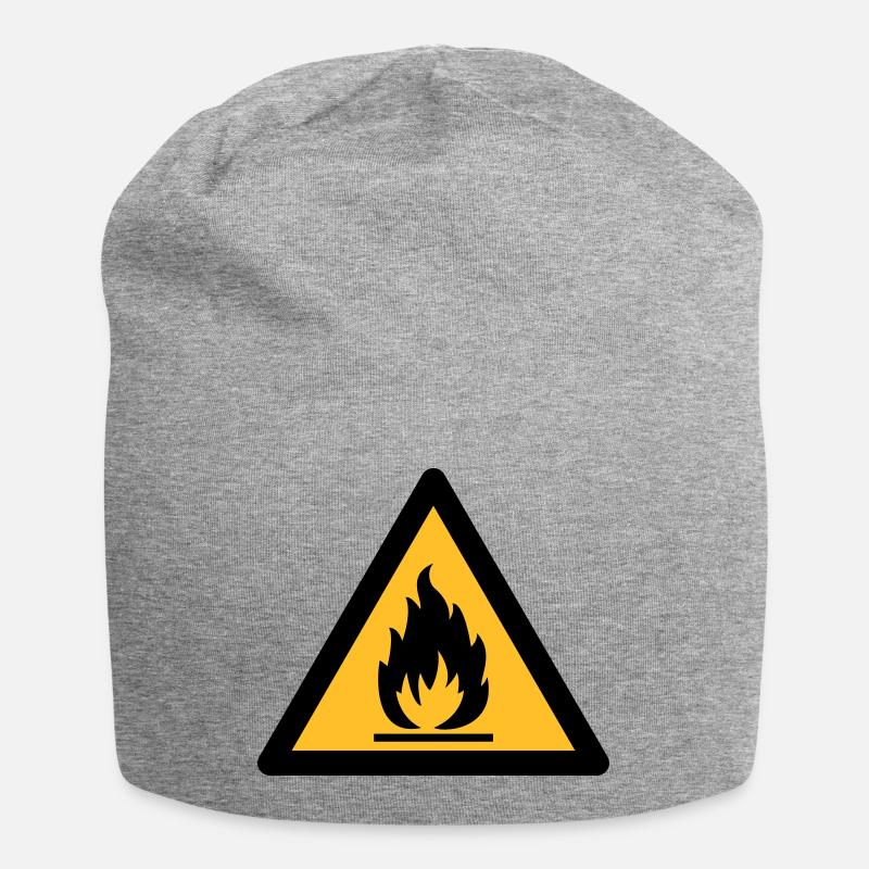 Symbole de danger - Inflammable (2 couleurs) - Bonnet en jersey - gris chiné