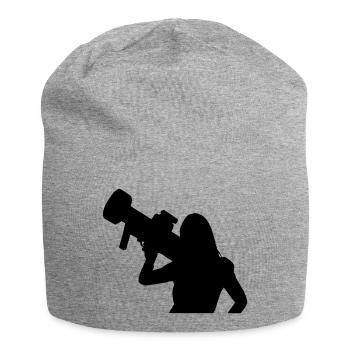 sexy_girl_gun3 - Jersey Beanie - heather grey - Front