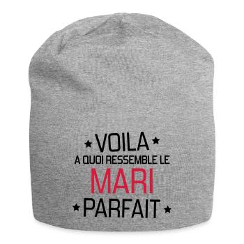 Marriage Wedding Husband Mari Love Mariage Ehemann - Jersey Beanie - heather grey - Front