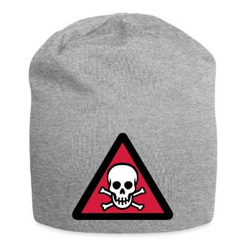 skull caution sign - Jersey Beanie - heather grey - Front