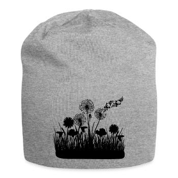 Schmetterlingdesign Pusteblumen Wiese Herzen - Jersey-Beanie - Grau meliert - Vorne