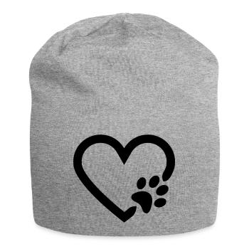Hundepfote mit Herz - Jersey-Beanie - Grau meliert - Vorne