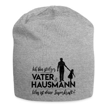 Stolzer Vater Hausmann Papa Familie Elternzeit - Jersey-Beanie - Grau meliert - Vorne