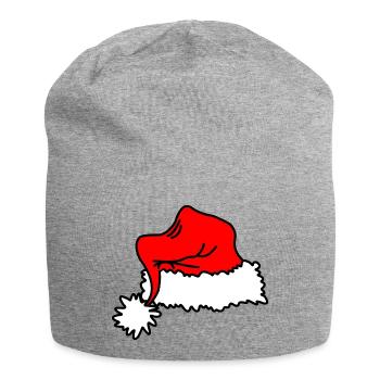 Chapeau de Noël rouge - Bonnet en jersey - gris chiné - Devant