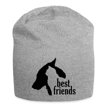 Dog Cat Best Friends Faithful Companion Companion - Jersey Beanie - heather grey - Front