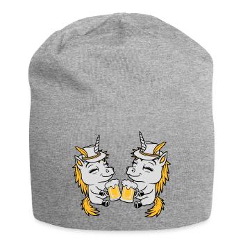 Einhorn Freunde Bier Anstoßen - Jersey-Beanie - Grau meliert - Vorne