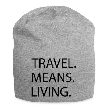 quote camping beer typography travel bug france - Jersey Beanie - heather grey - Front