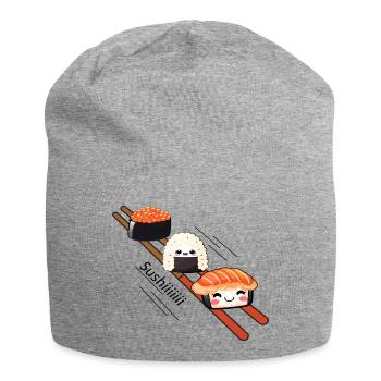 Sushi sliding on Chopstick - Jersey Beanie - heather grey - Front