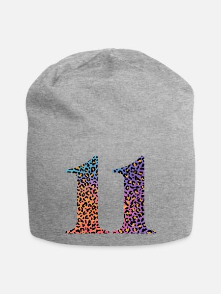 11. Geburtstag Leopard - Jersey-Beanie - Grau meliert