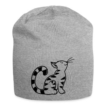 Cartoon Kitten - Jersey Beanie - heather grey - Front