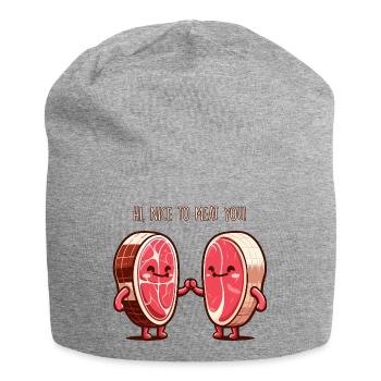Schön zum Fleisch - Jersey-Beanie - Grau meliert - Vorne
