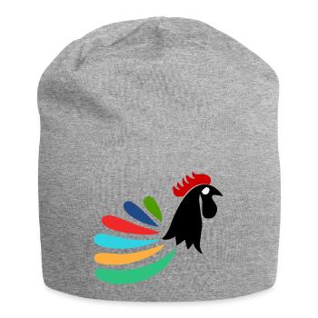ROOSTER. HEN. CHICK. ANIMAL. ANIMALS. BIRD - Jersey Beanie - heather grey - Front