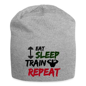 eat sleep train repeat - Jersey-Beanie - Grau meliert - Vorne