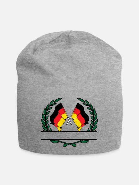 Fahnen Deutschland Lorbeerkranz Banner - Jersey-Beanie - Grau meliert