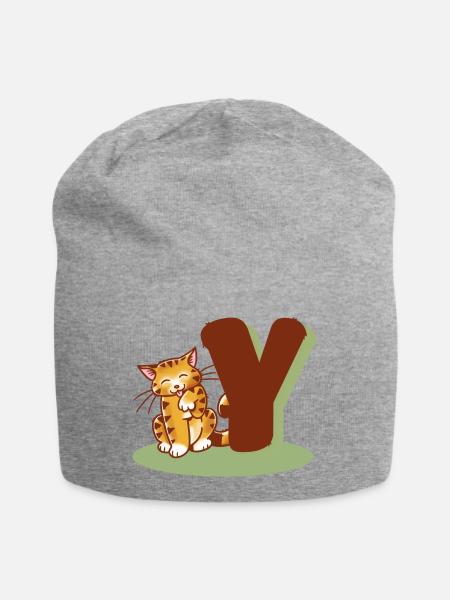 Katze Buchstabe Y - Jersey-Beanie - Grau meliert
